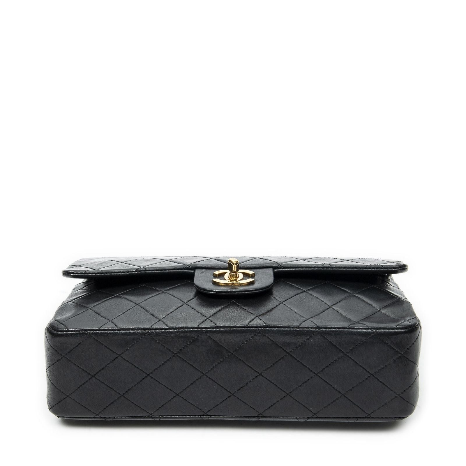 Chanel Quilted Double Flap Black Calfskin Leather — view 6