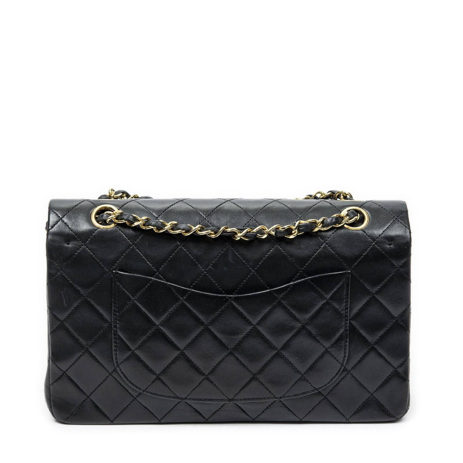 Chanel Quilted Double Flap Black Calfskin Leather — view 5