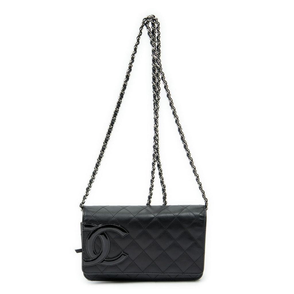 Chanel Cambon Line Chain Wallet Black Quilted Calfskin