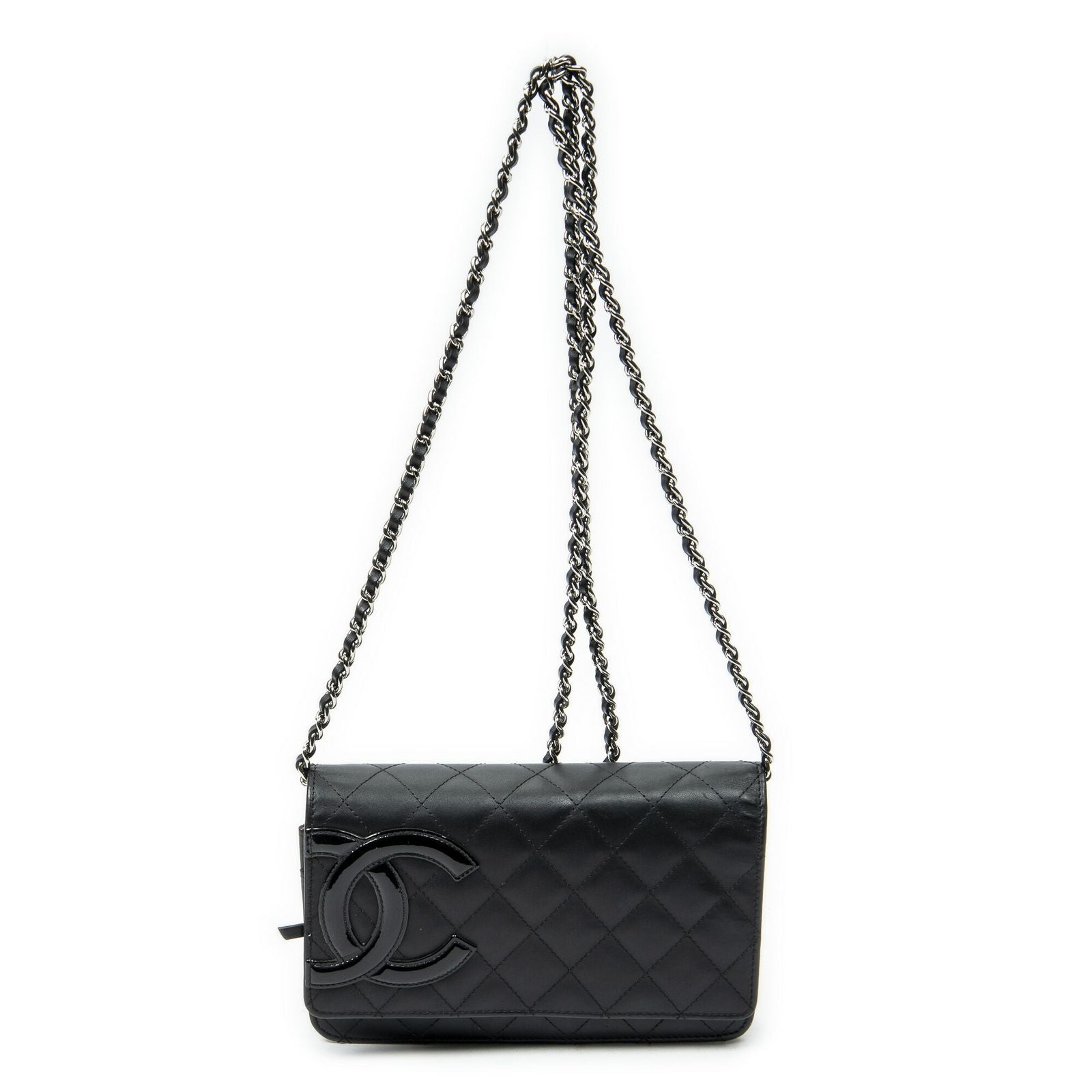 Chanel Cambon Line Chain Wallet Black Quilted Calfskin