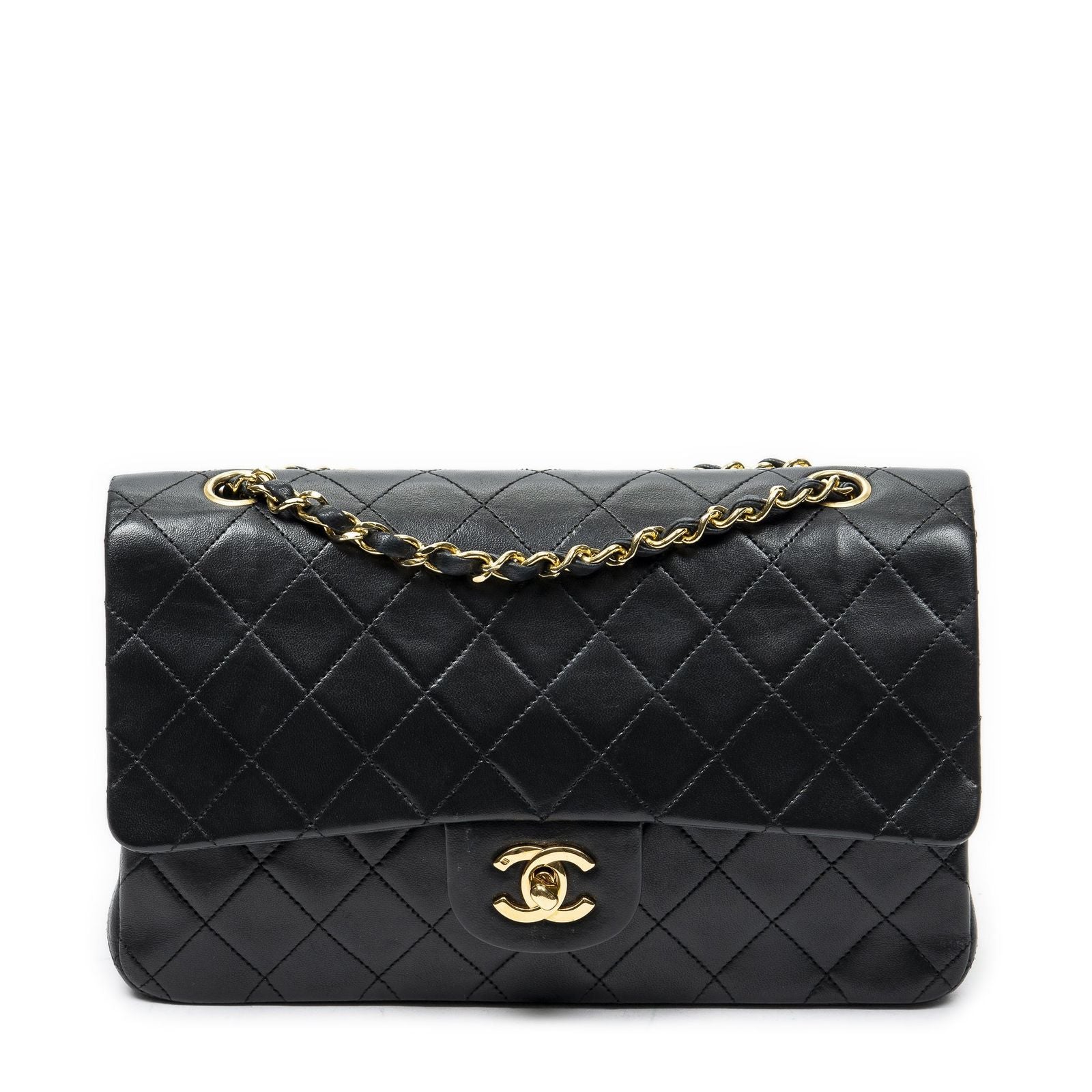Chanel Quilted Double Flap Black Calfskin Leather