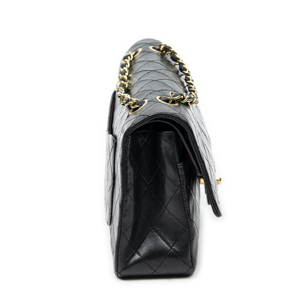 Chanel Quilted Double Flap Black Calfskin Leather — view 4
