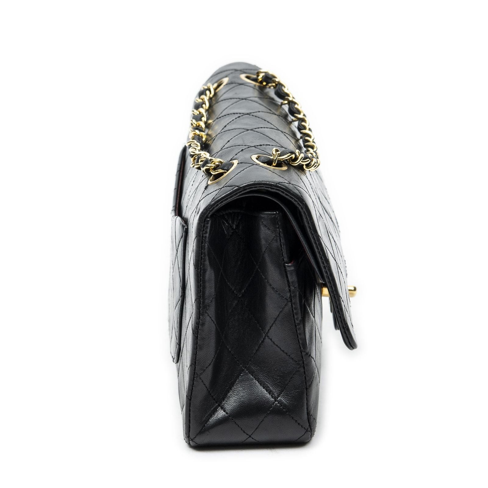 Chanel Quilted Double Flap Black Calfskin Leather — view 4