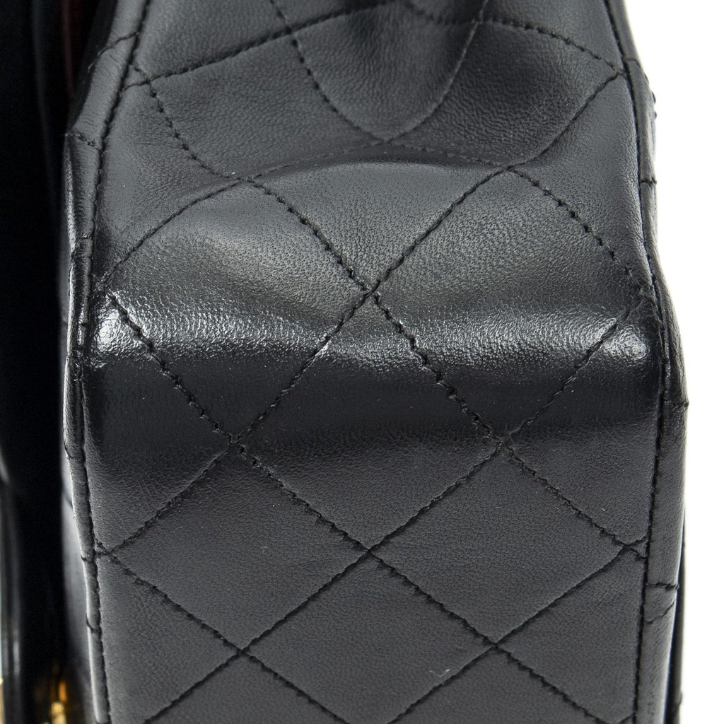 Chanel Quilted Double Flap Black Calfskin Leather — view 8