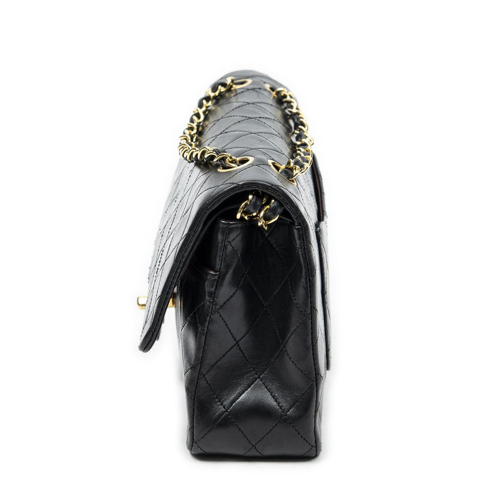 Chanel Quilted Double Flap Black Calfskin Leather — view 3
