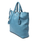 Prada Convertible Open Tote Blue Vitello Phoenix — view 2