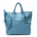 Prada Convertible Open Tote Blue Vitello Phoenix