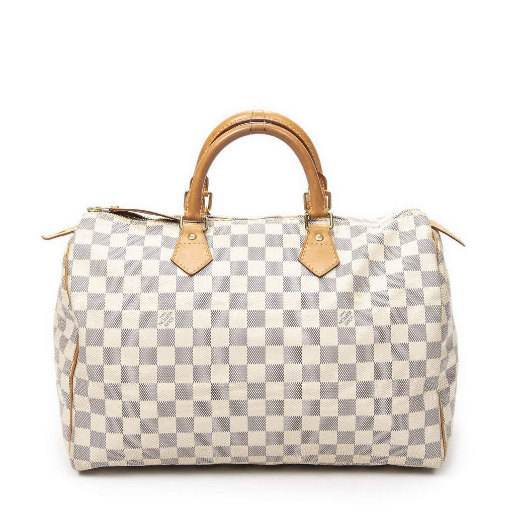 Louis Vuitton Speedy Ivory Damier Azur Handbag — view 5