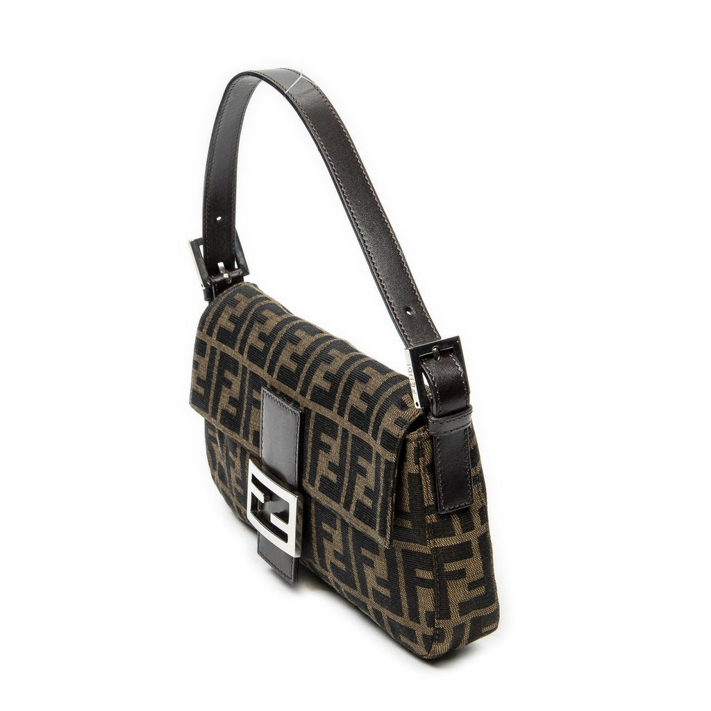 Fendi Baguette Brown Black Zucca Canvas Messenger — view 2