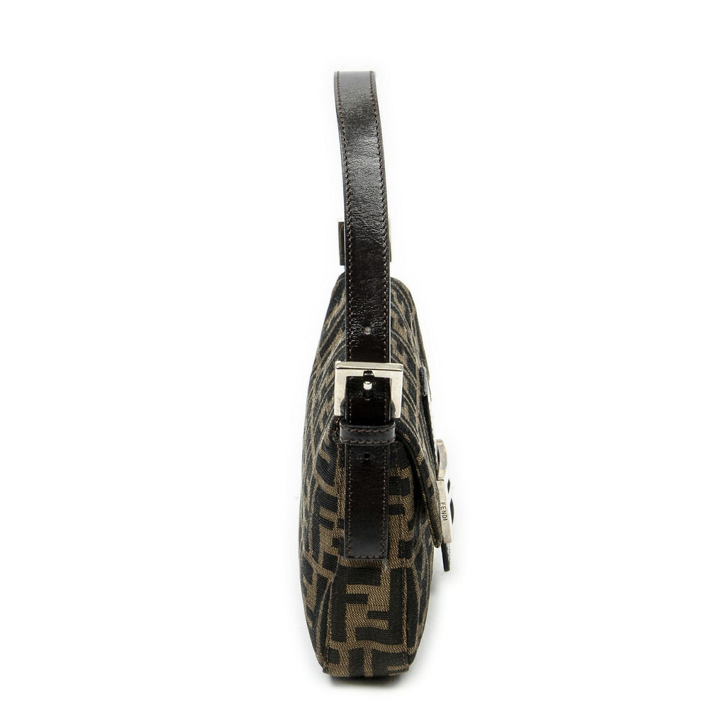 Fendi Baguette Brown Black Zucca Canvas Messenger — view 4