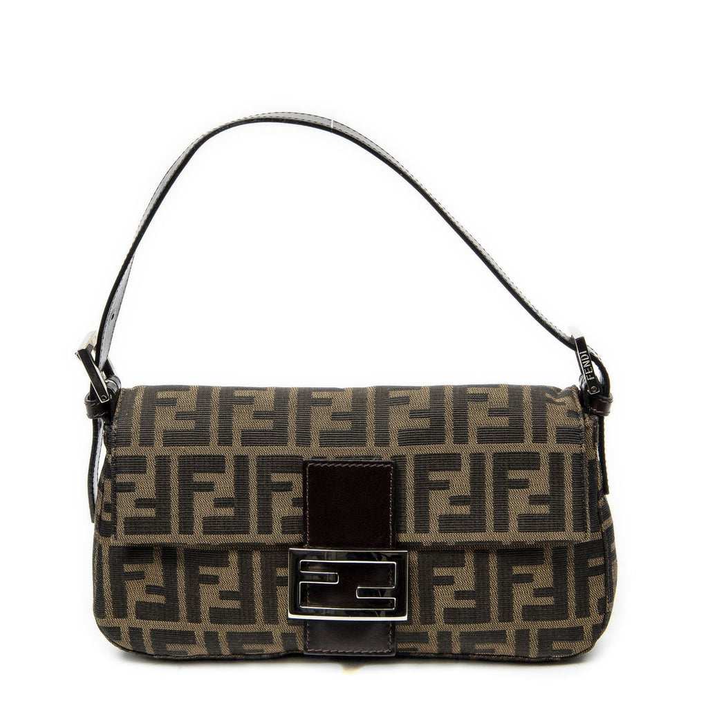 Fendi Baguette Brown Black Zucca Canvas Messenger
