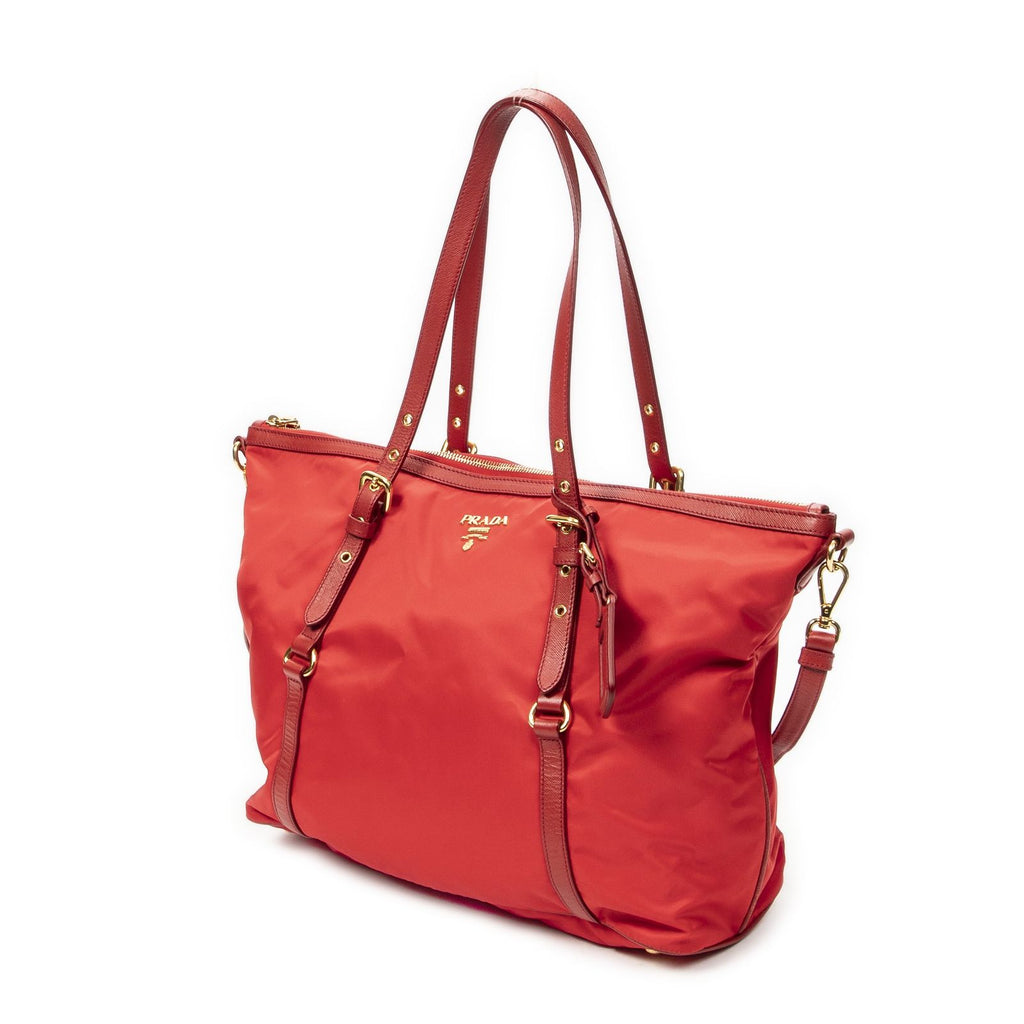 Prada Convertible Zip Tote Red Nylon Canvas — view 2