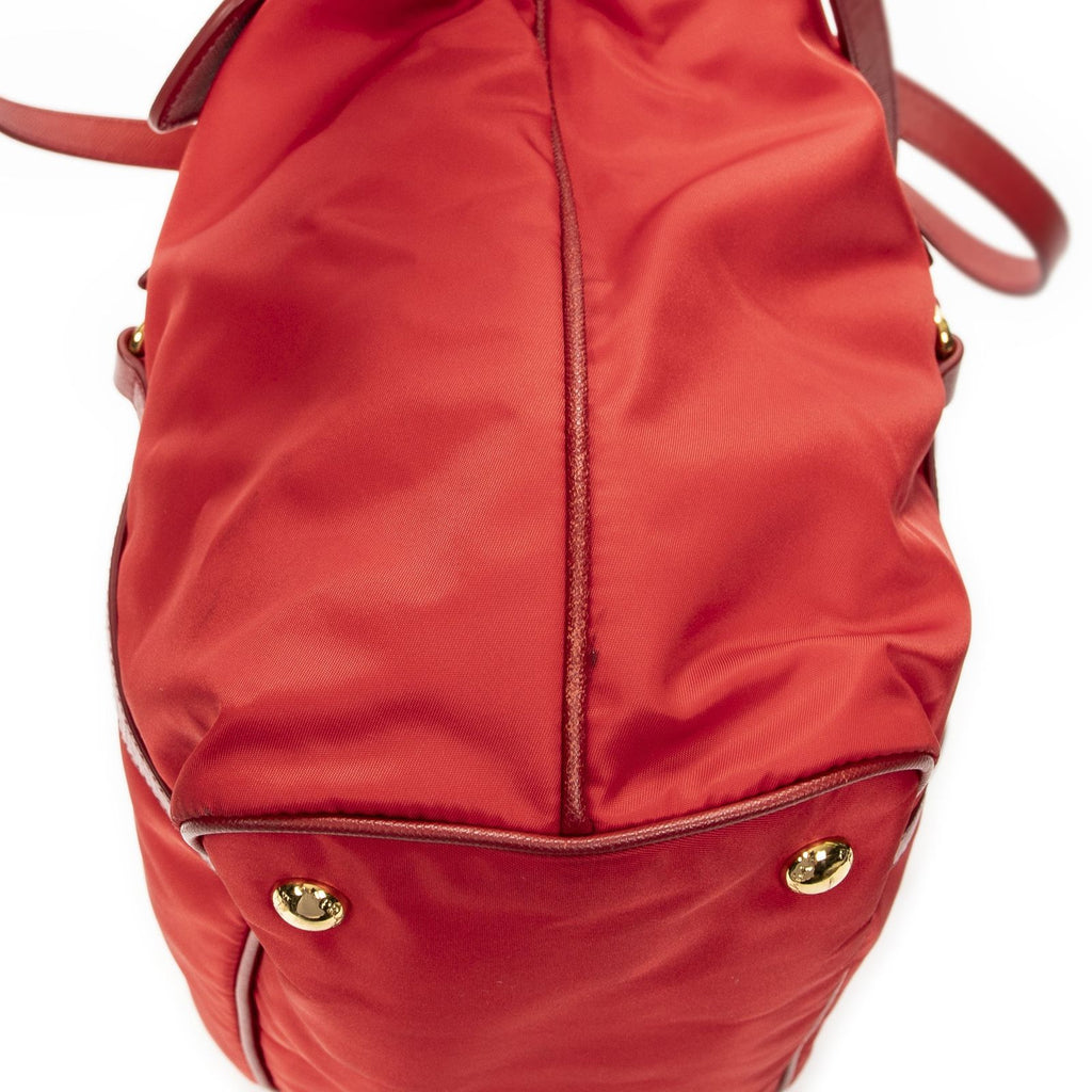 Prada Convertible Zip Tote Red Nylon Canvas — view 8