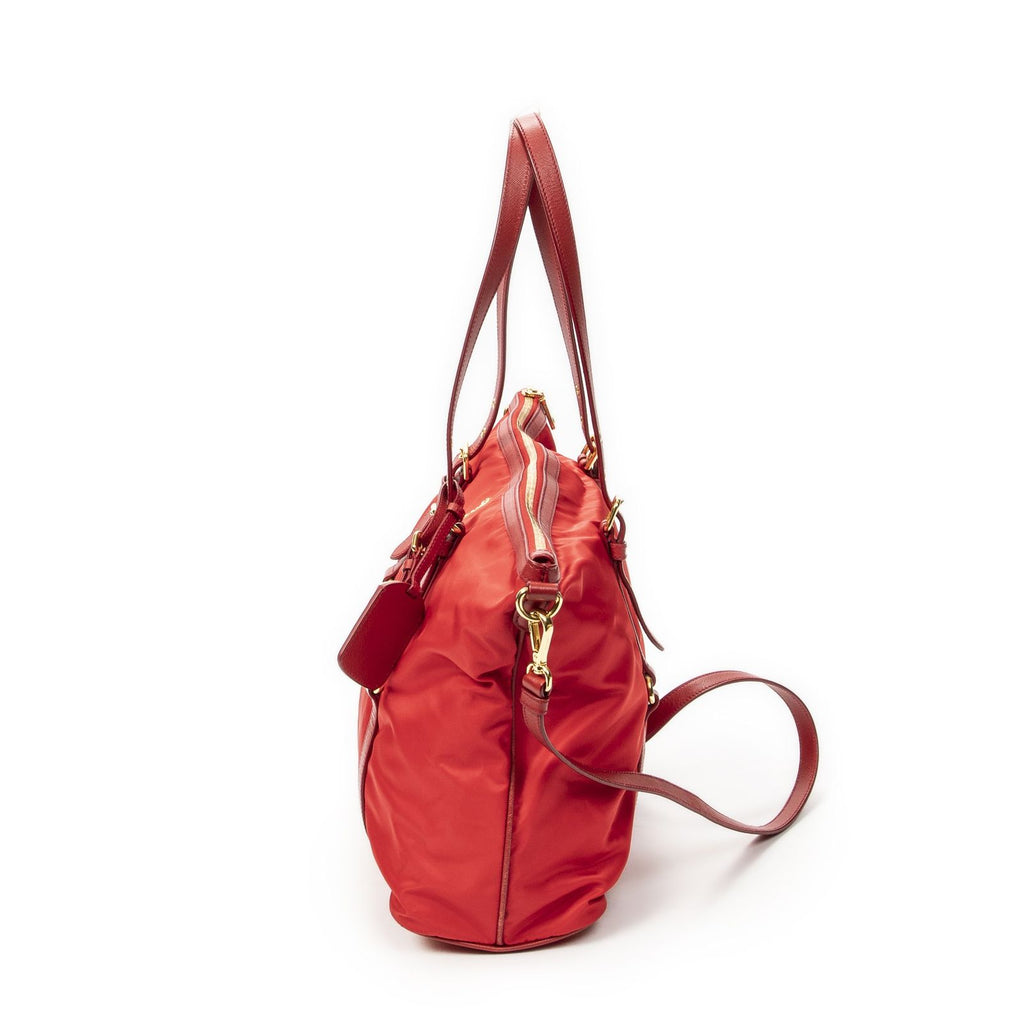 Prada Convertible Zip Tote Red Nylon Canvas — view 3