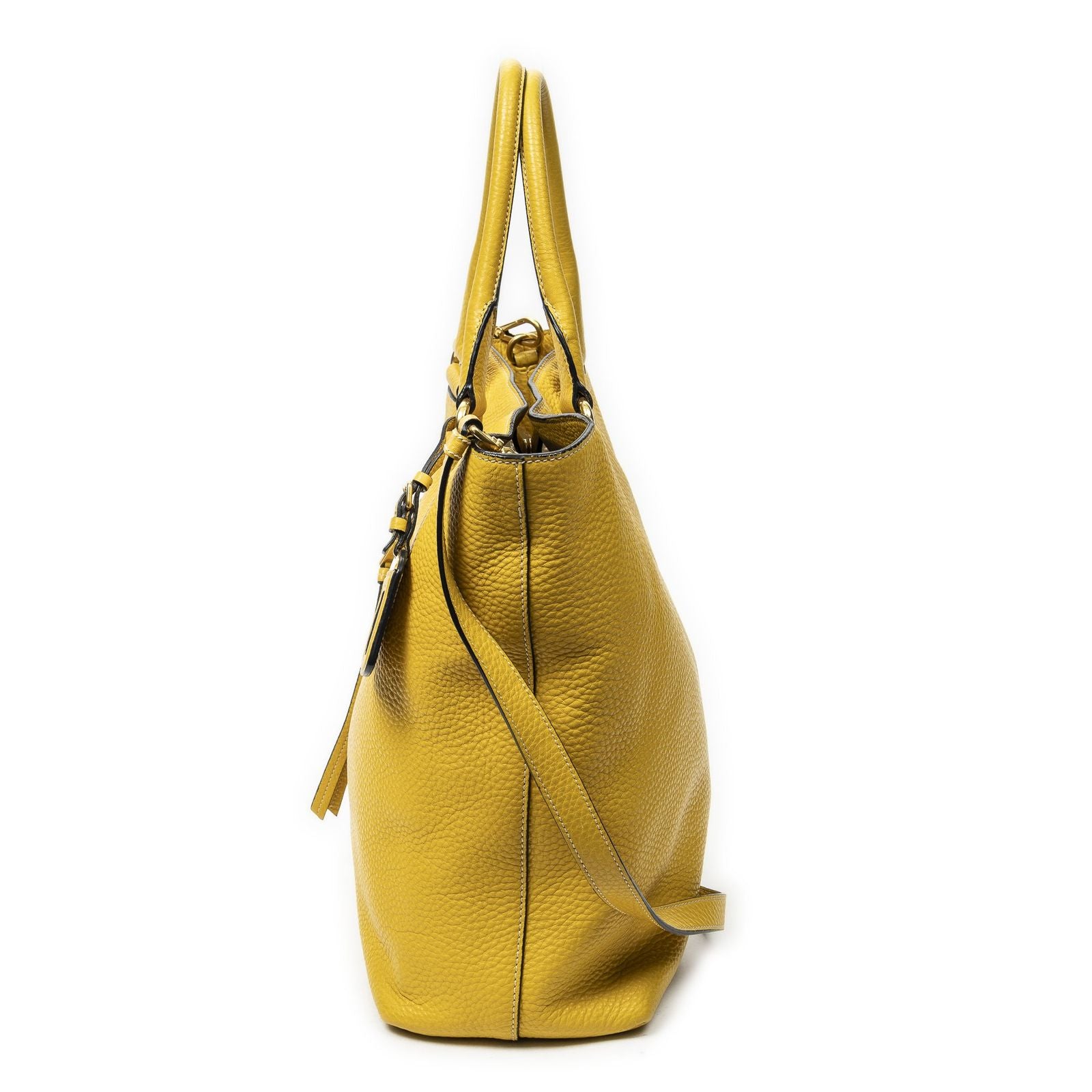 Prada Convertible Zip Tote Yellow Vitello Dyno — view 3