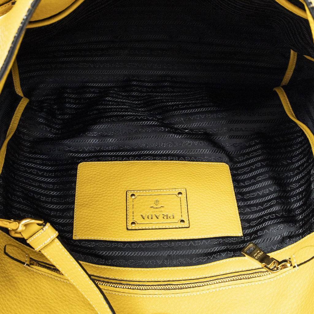 Prada Convertible Zip Tote Yellow Vitello Dyno — view 9