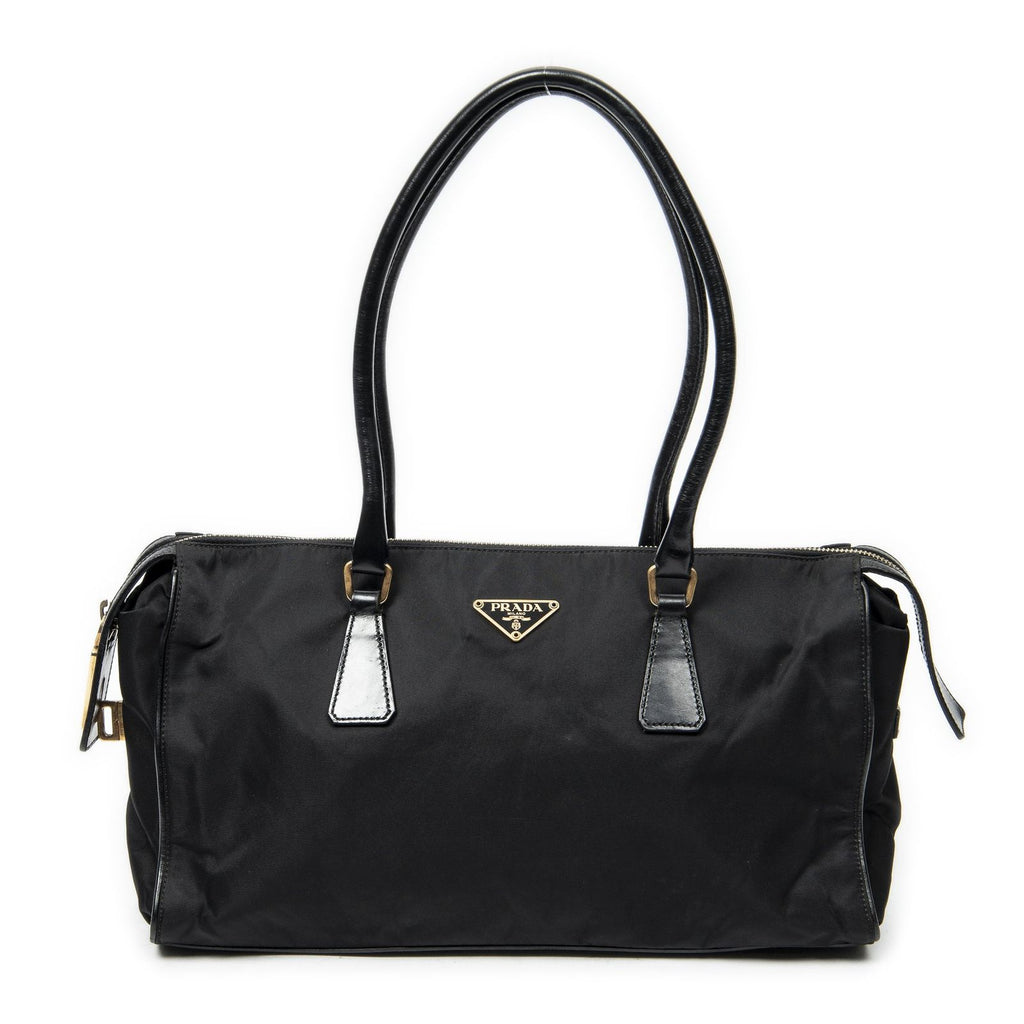 Prada Horizontal Boston Black Nylon Canvas Messenger