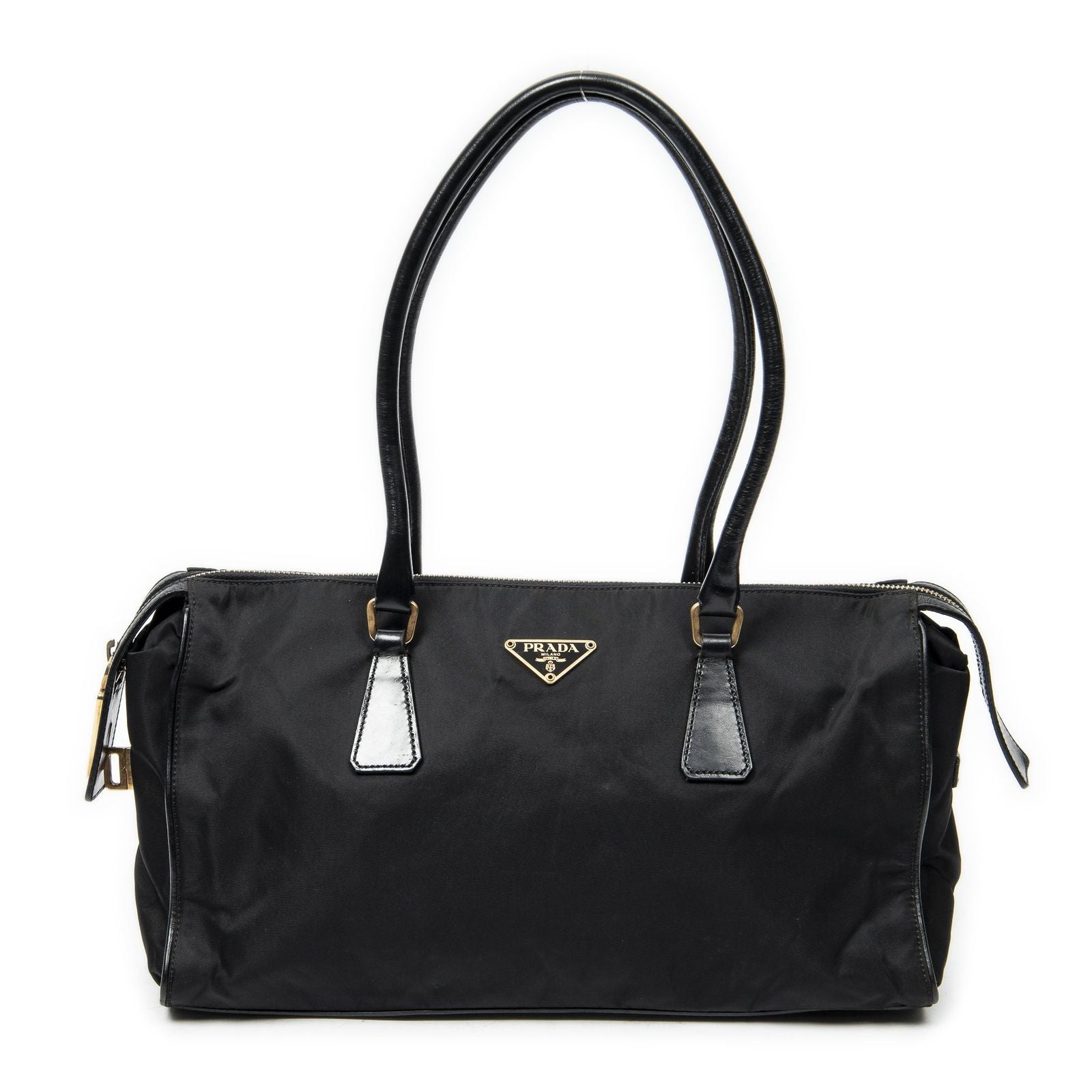 Prada Horizontal Boston Black Nylon Canvas Messenger