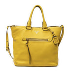 Prada Convertible Zip Tote Yellow Vitello Dyno