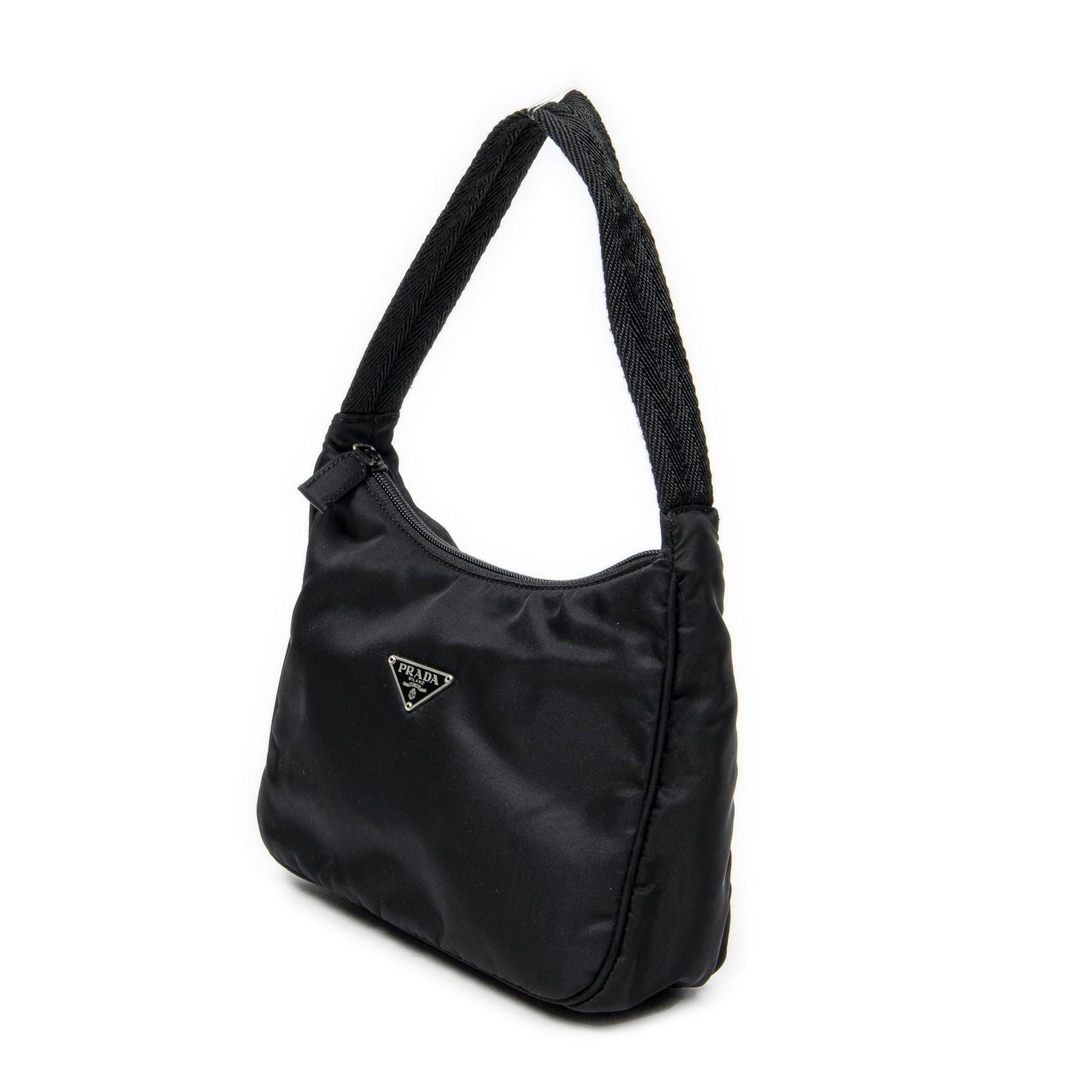 Prada Mini Zip Hobo Black Nylon Canvas — view 2