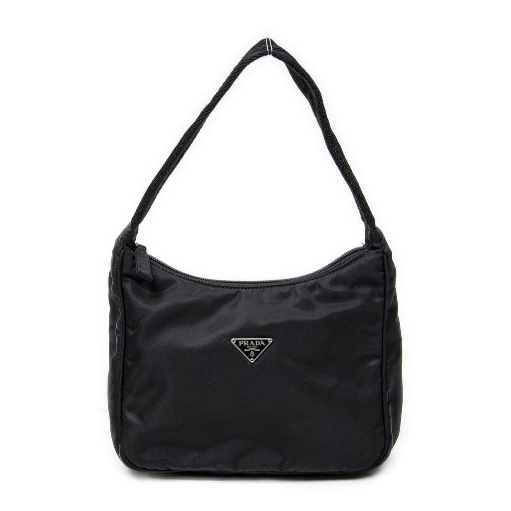 Prada Mini Zip Hobo Black Nylon Canvas