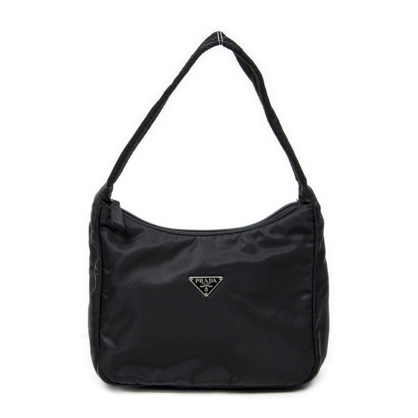 Prada Mini Zip Hobo Black Nylon Canvas