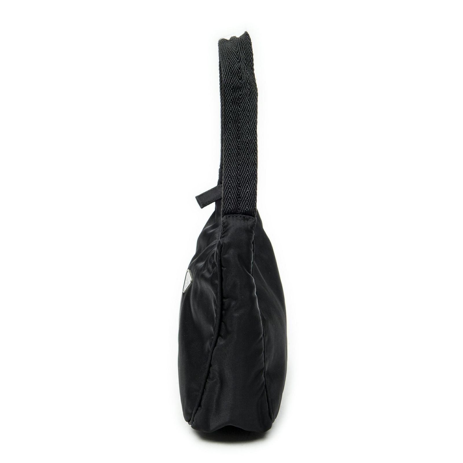 Prada Mini Zip Hobo Black Nylon Canvas — view 3
