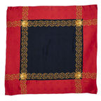 Chanel Scarf Red Navy 100% Gold Jacquard Silk — view 7