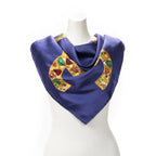 Chanel Scarf Blue Gold Silk — view 6