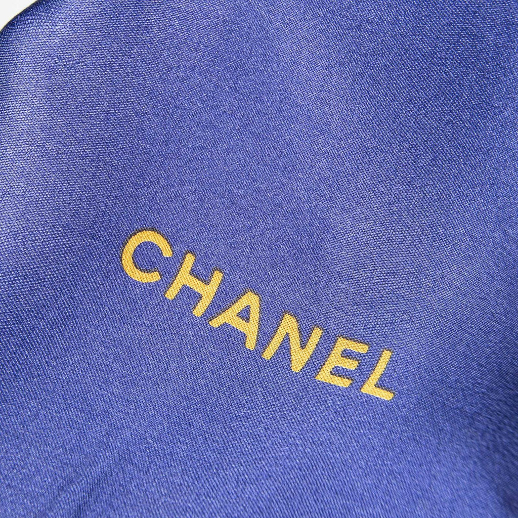 Chanel Scarf Blue Gold Silk — view 9