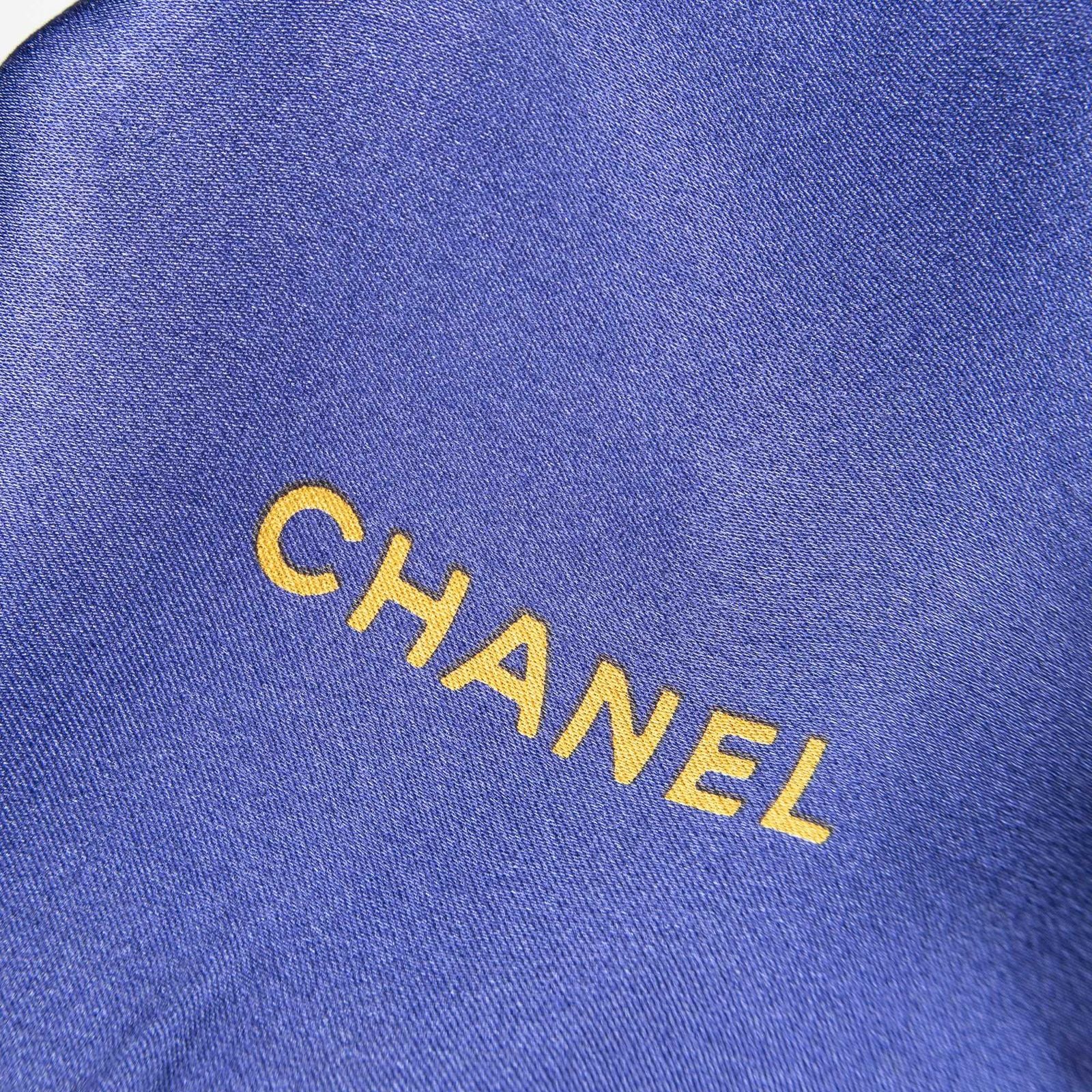 Chanel Scarf Blue Gold Silk — view 9