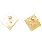 Chanel CC Logo Square Clip Type Earrings Black Gold Plated — view 7