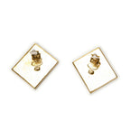 Chanel CC Logo Square Clip Type Earrings Black Gold Plated — view 4