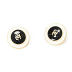 Chanel Large CC Round Clip on Earrings Black Ivory Gold Plated