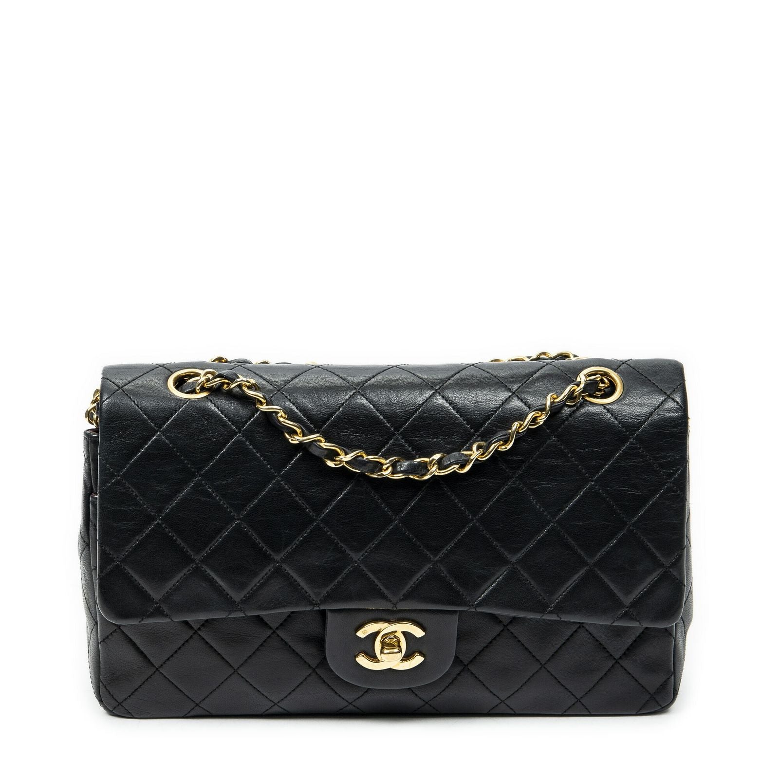 Chanel Quilted Double Flap Black Lambskin Leather