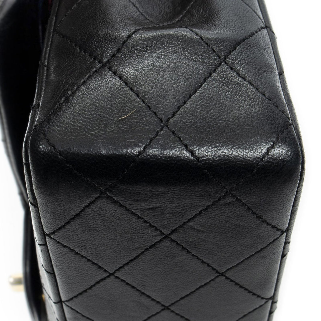 Chanel Quilted Double Flap Black Lambskin Leather — view 8