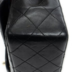 Chanel Quilted Double Flap Black Lambskin Leather — view 8