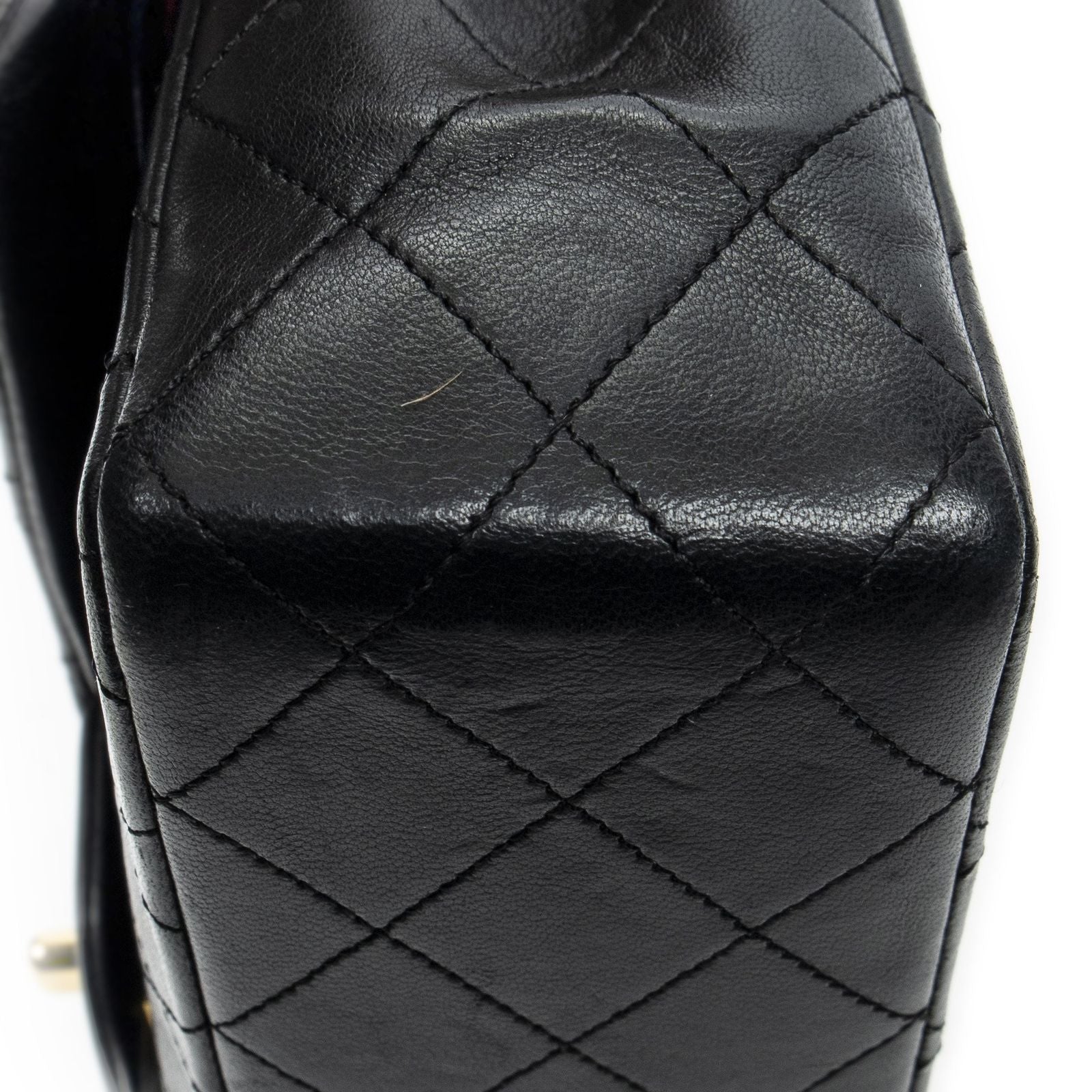 Chanel Quilted Double Flap Black Lambskin Leather — view 8