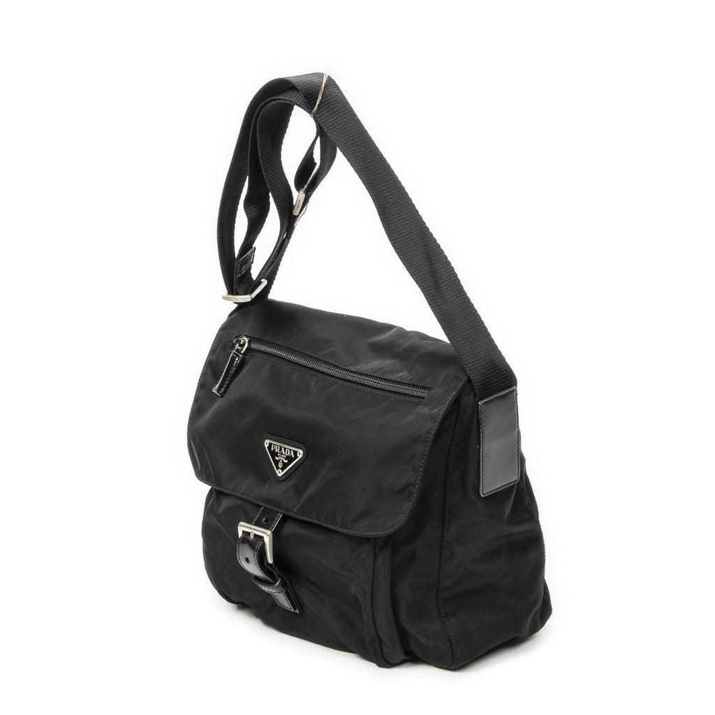 Prada Small Buckle Flap Crossbody Black Nylon Canvas — view 2