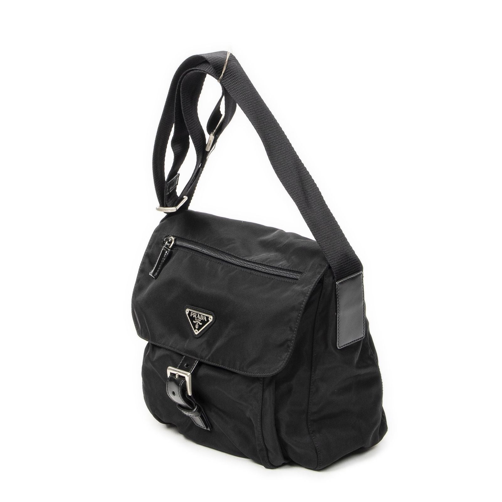 Prada Small Buckle Flap Crossbody Black Nylon Canvas — view 2