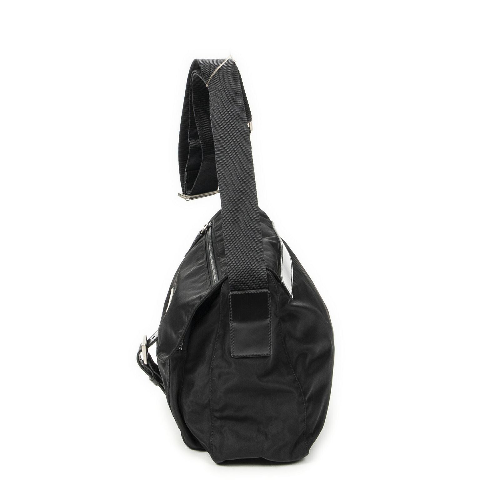 Prada Small Buckle Flap Crossbody Black Nylon Canvas — view 3