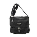 Prada Small Buckle Flap Crossbody Black Nylon Canvas