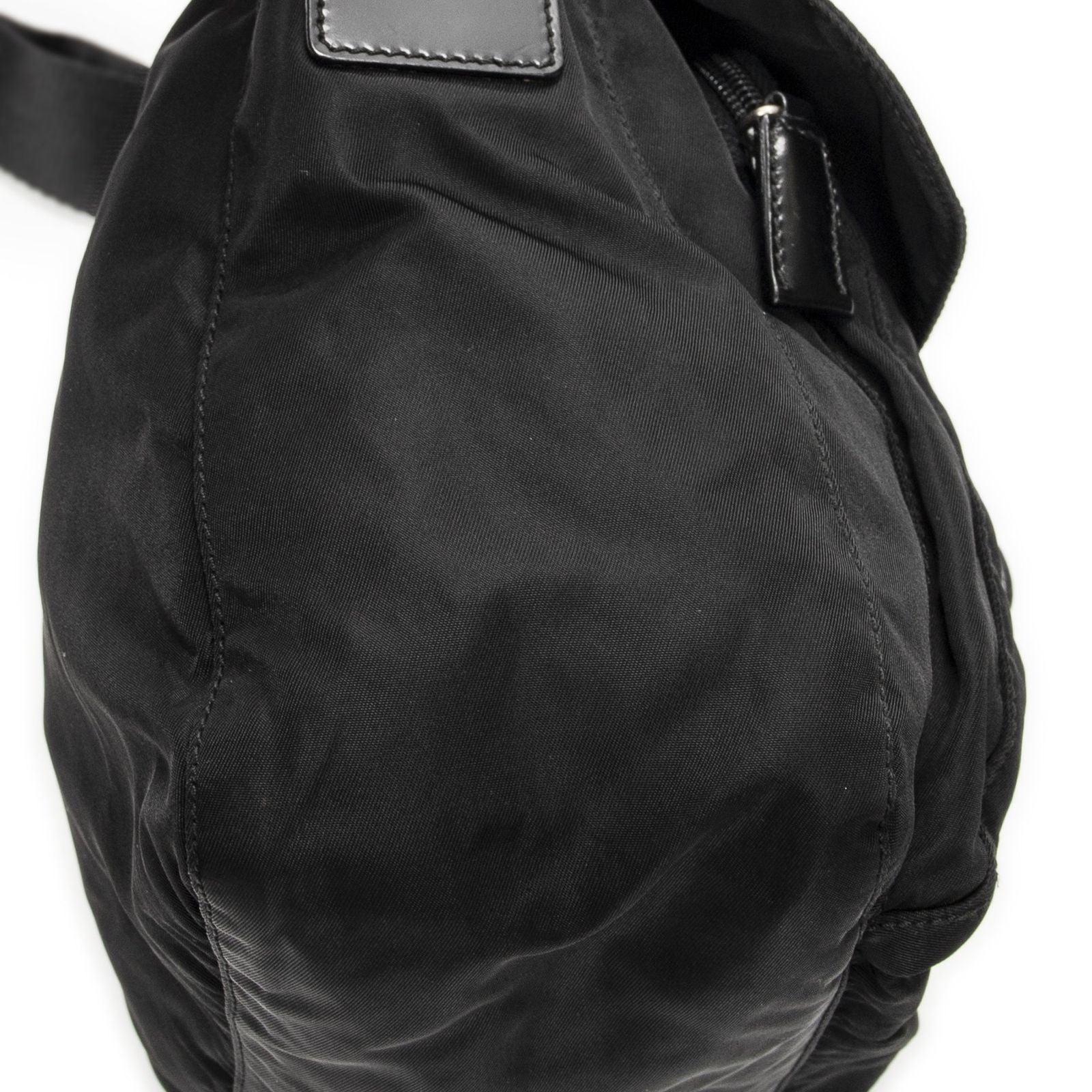 Prada Small Buckle Flap Crossbody Black Nylon Canvas — view 7