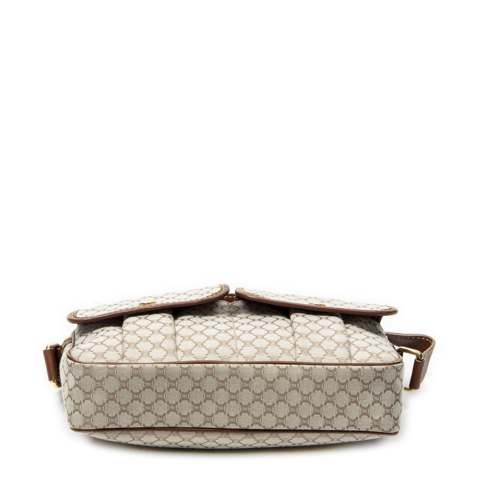 Celine Front Pocket Crossbody Beige Brown Macadam Canvas — view 6