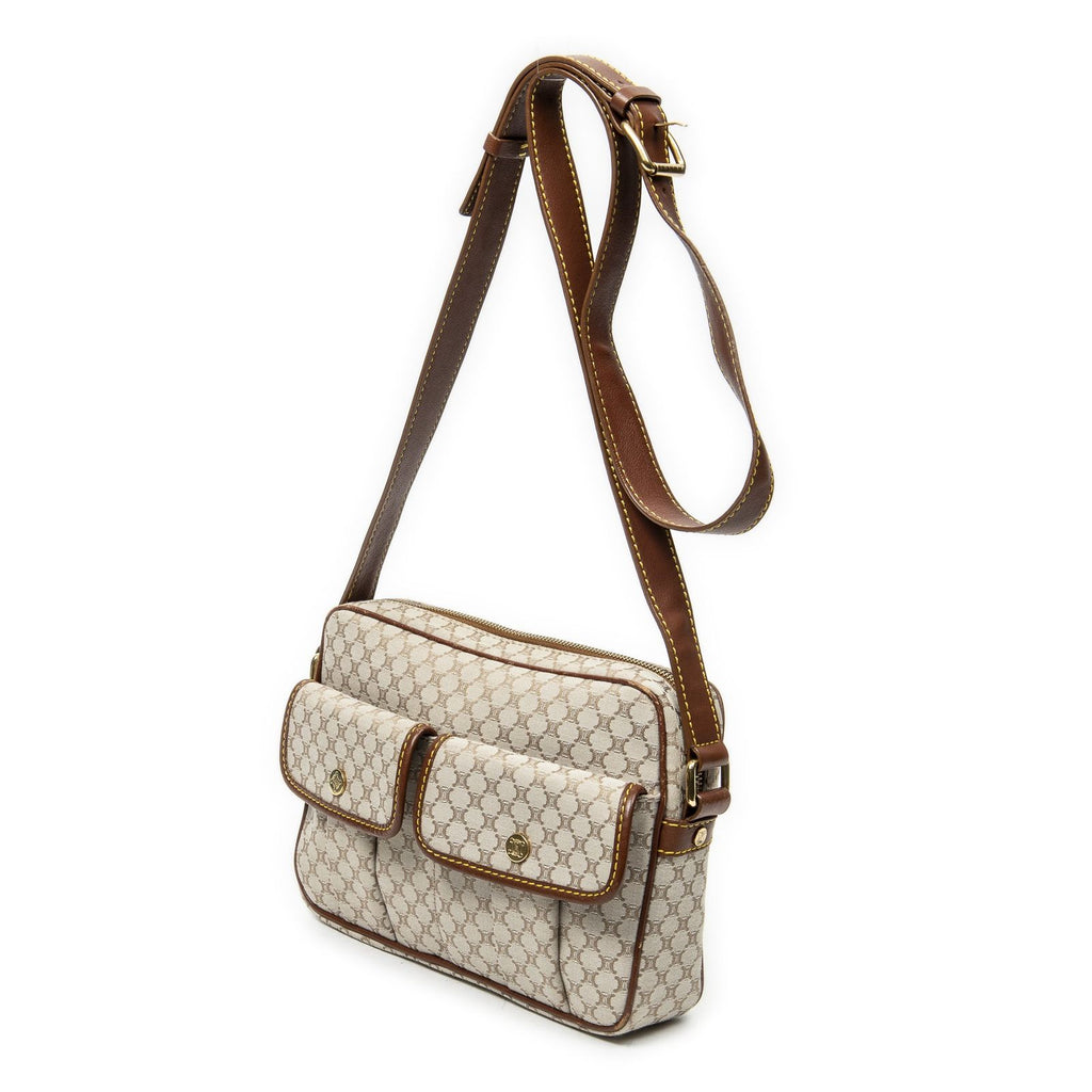 Celine Front Pocket Crossbody Beige Brown Macadam Canvas — view 2