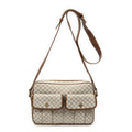 Celine Front Pocket Crossbody Beige Brown Macadam Canvas