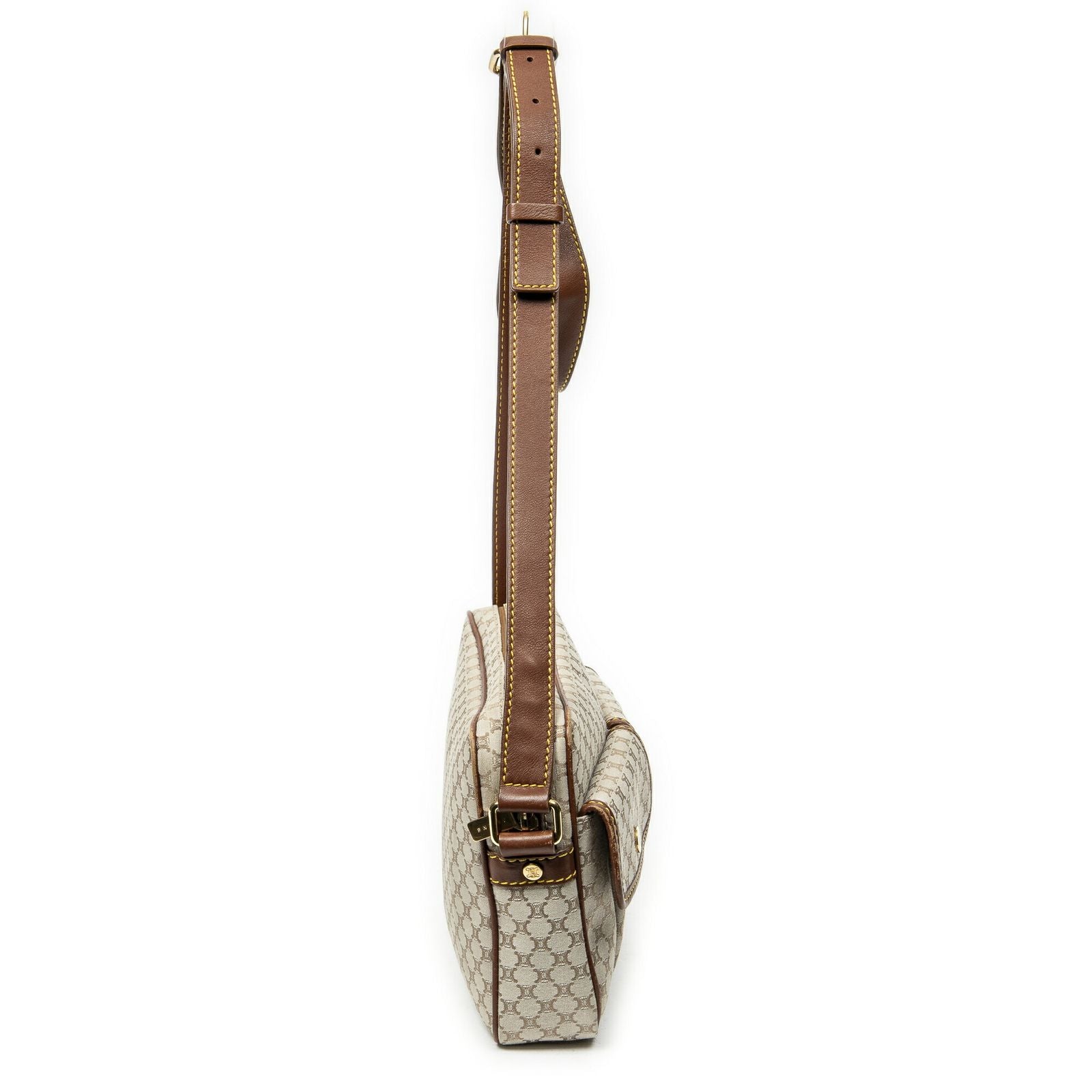 Celine Front Pocket Crossbody Beige Brown Macadam Canvas — view 4