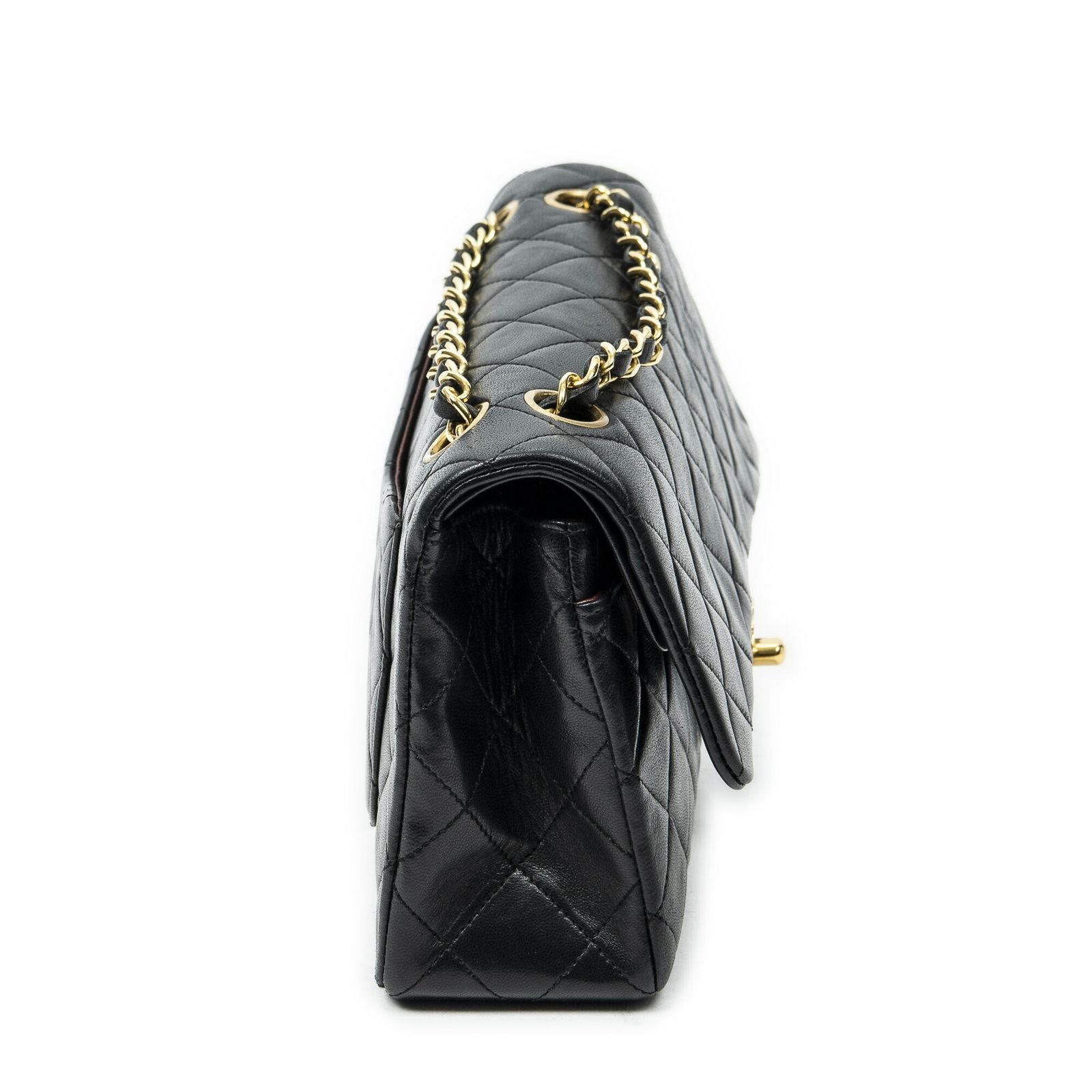 Chanel Quilted Double Flap Black Lambskin Leather — view 4