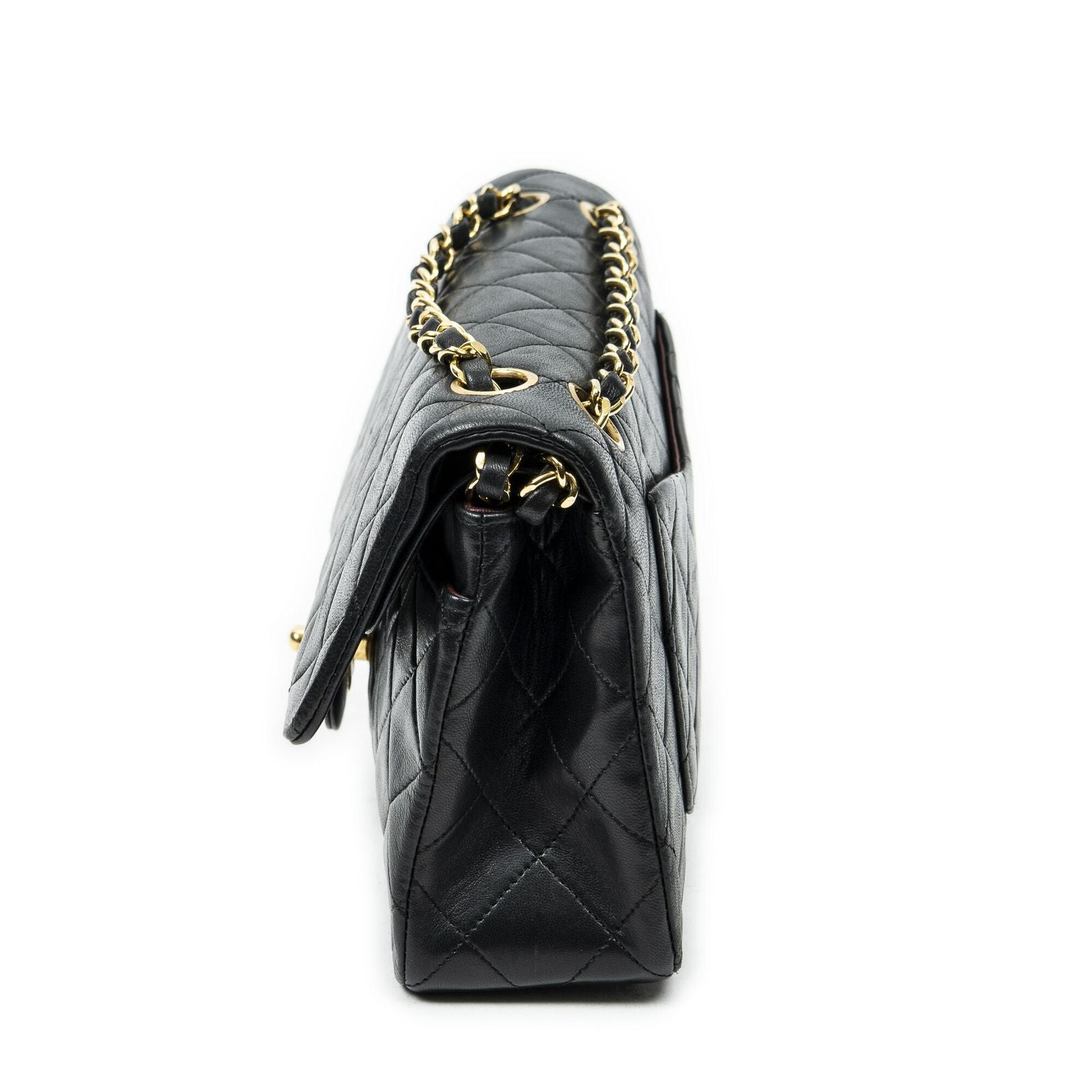 Chanel Quilted Double Flap Black Lambskin Leather — view 3