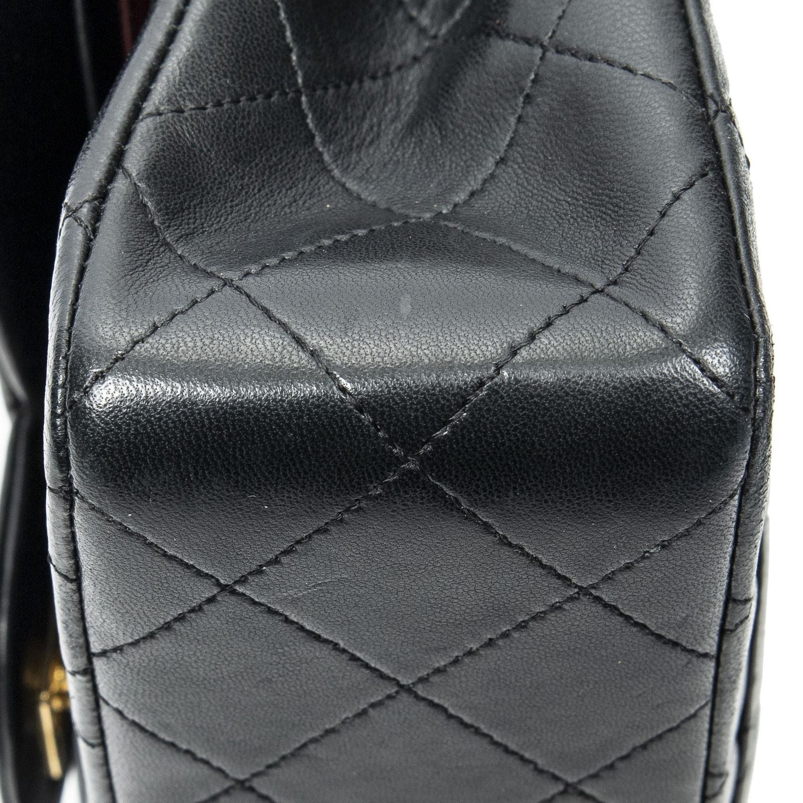 Chanel Quilted Double Flap Black Lambskin Leather — view 8